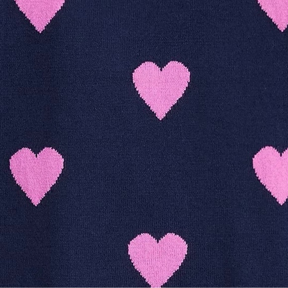 J Crew- Heart Patterned Navy and Pink Sweater, Size Medium - Picture 4 of 13
